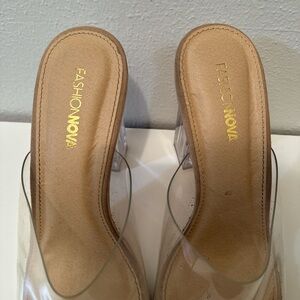 Fashion Nova Clear and Tan Heels